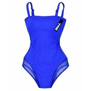 TA3 Squarey Sculpting One Piece Swimsuit Blue Square Neck Tummy Control XL NWT